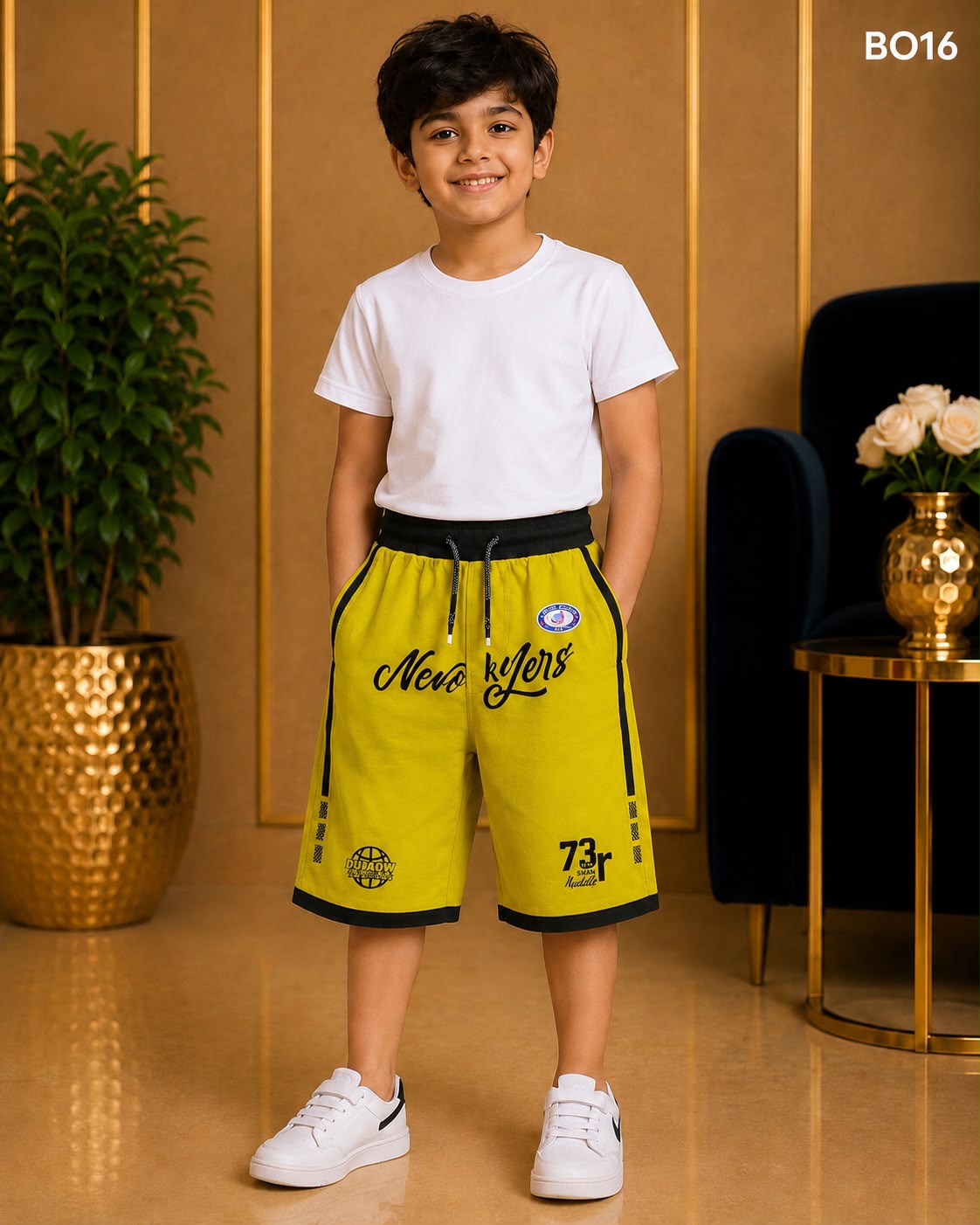 Premium Boys Soft Cotton Summer Casual Three-Quarter Shorts - BO16