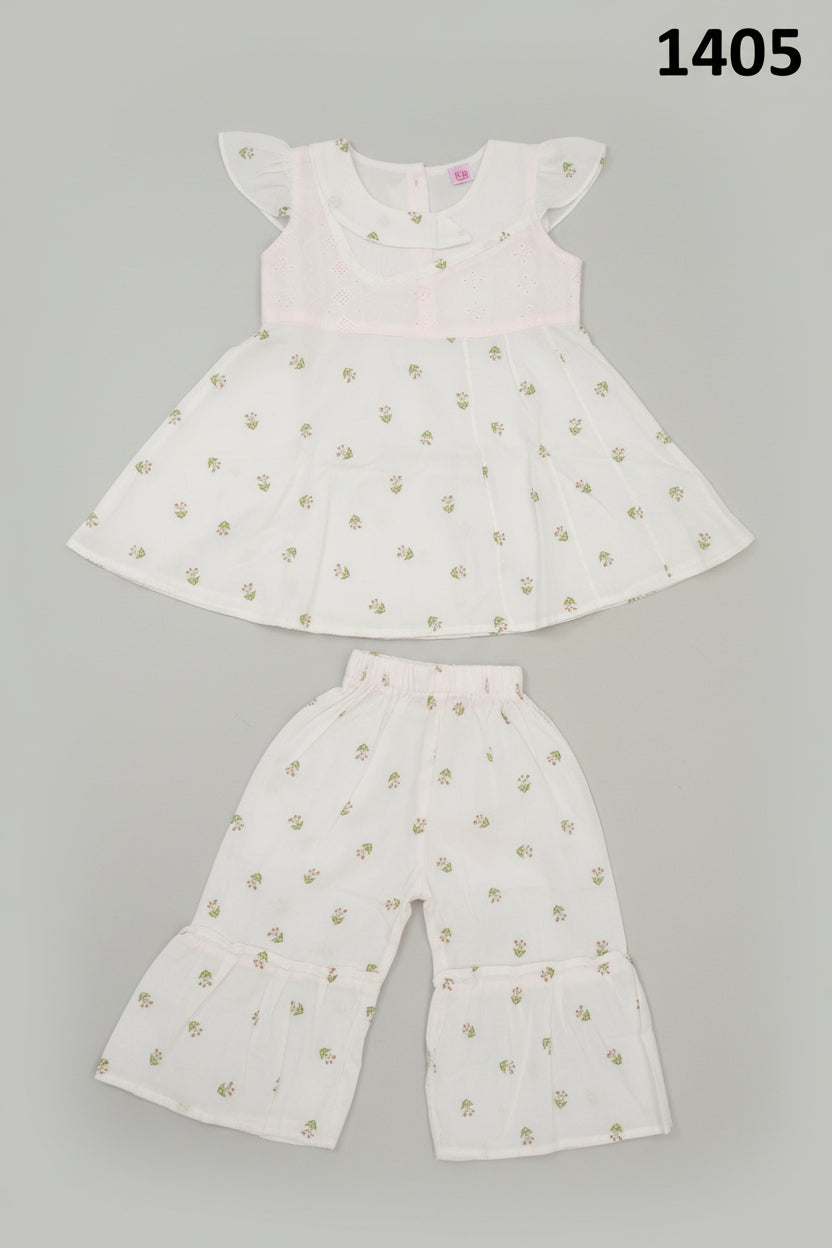 Baby Girls Floral Peplum Top & Bell Bottom Pant Set 1405