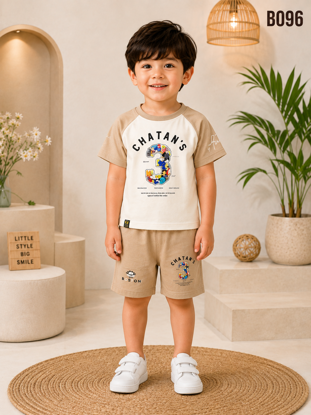 Boys Urban Graphic T-Shirt & Cargo Shorts Set-BO96