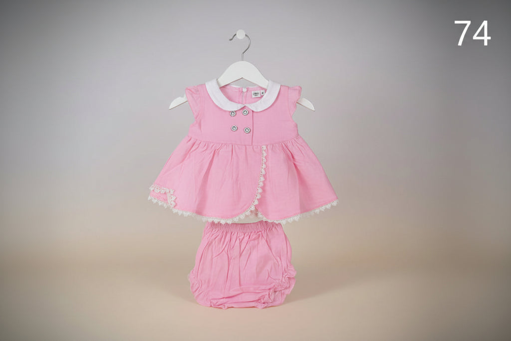 Baby Girls Lace Collar Top & Bloomer Set – Red 74