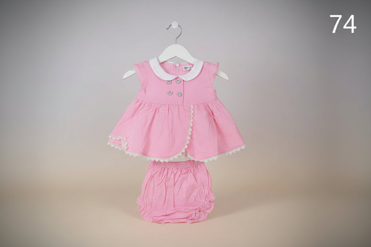 Baby Girls Lace Collar Top & Bloomer Set – Red 74