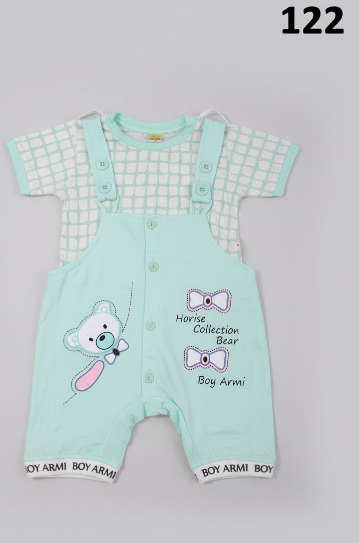 Baby Boy Cartoon Bear Dungaree Romper Set – 122