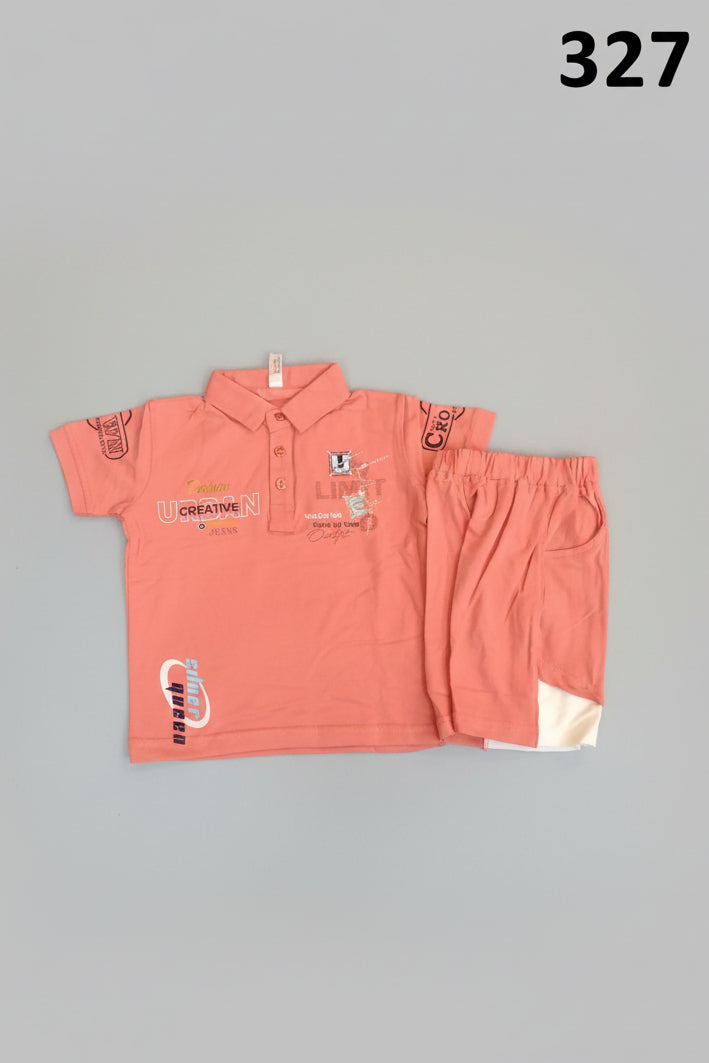 Boys Printed Polo T-Shirt & Shorts Set 327