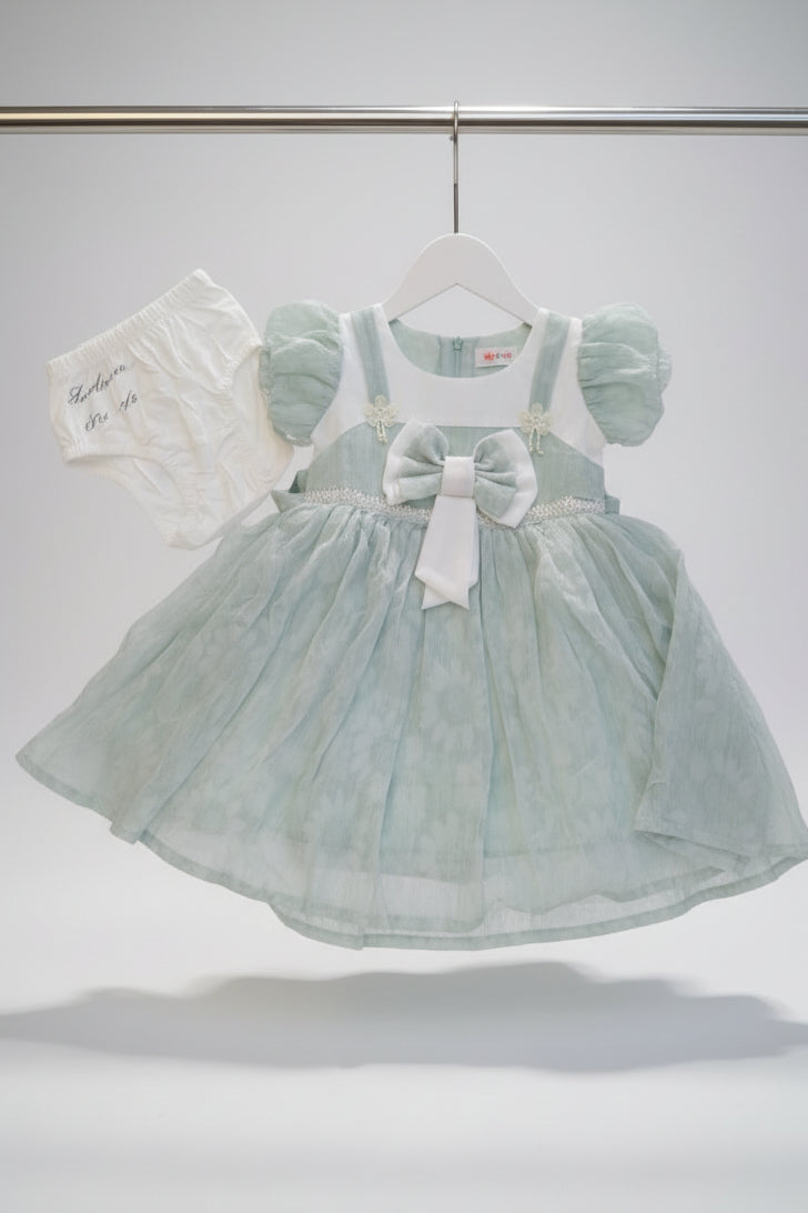 Baby Girls Elegant Party Dress Set with Inner – Soft Tulle & Bow Design 203