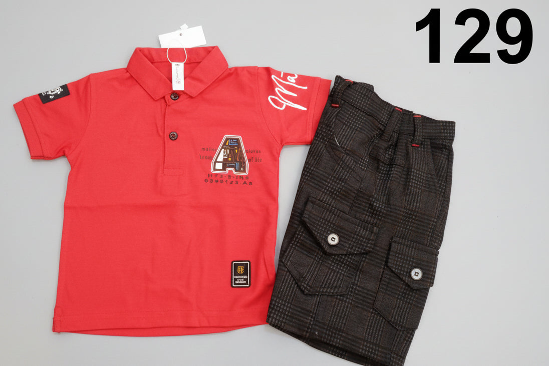 Boys Premium Polo T-Shirt & Check Cargo Pant Set 273