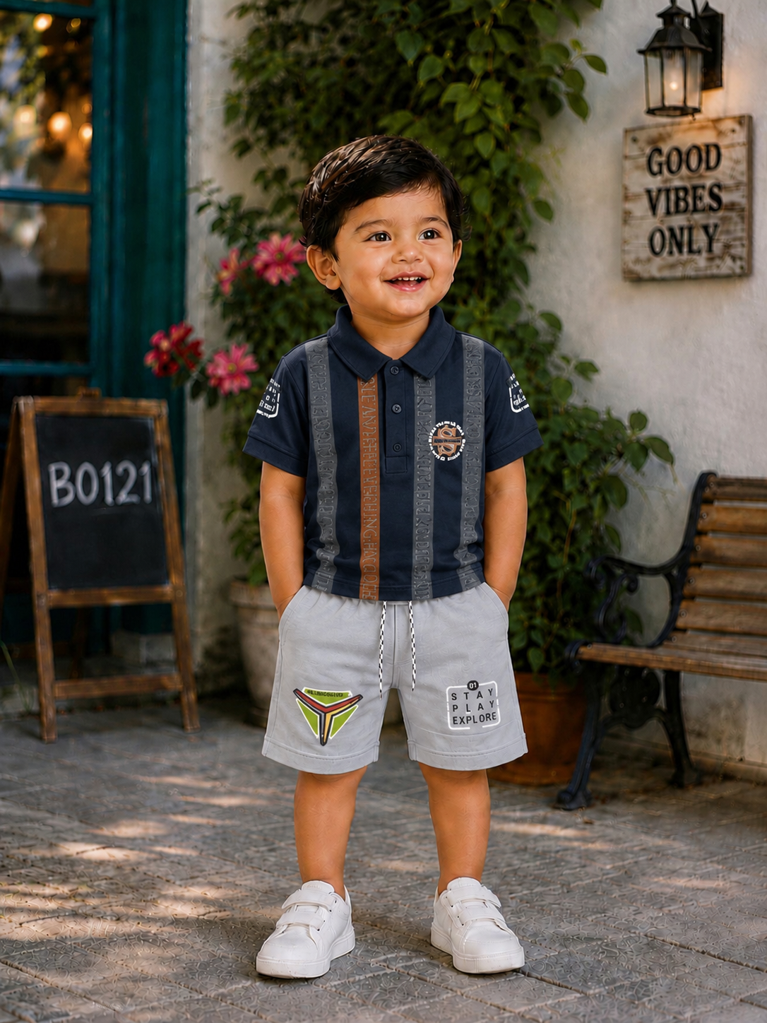 Boys Premium Striped Polo Shirt & Shorts Set – BO121