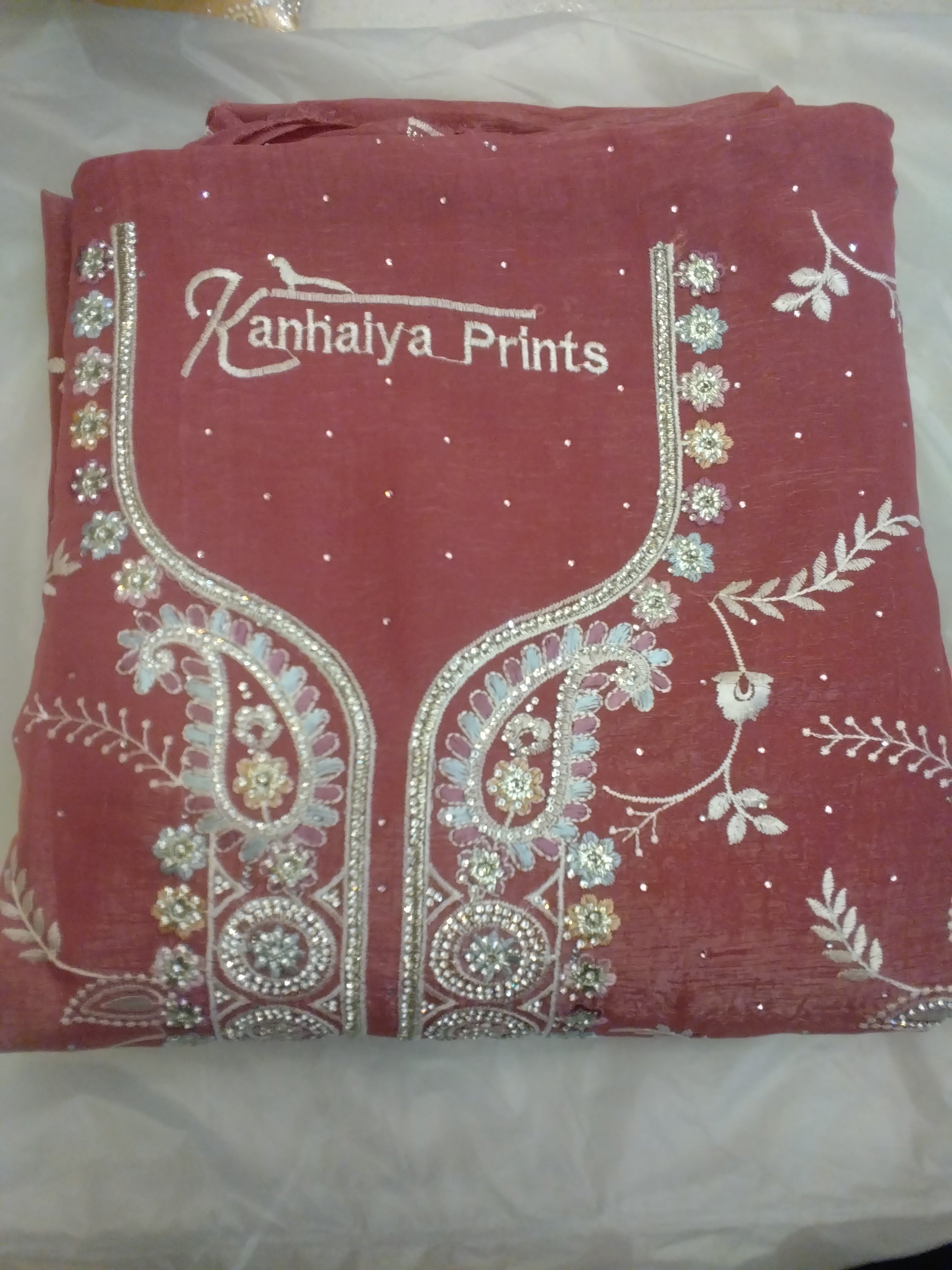 Premium Embroidered Unstitched Salwar Kameez Dress Material — Kanhaiya Prints Collection 003