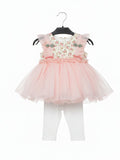 Baby Girls Peach Tulle Dress Set with Leggings 259