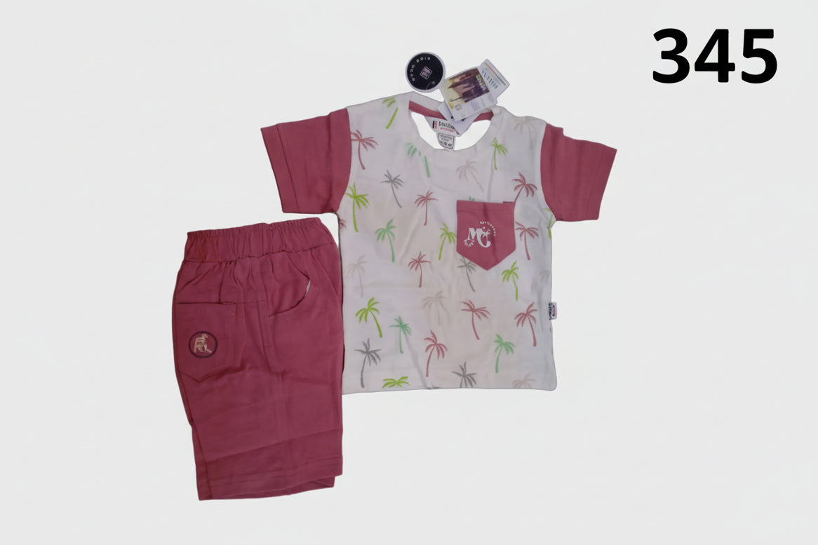 Boys Summer Palm Tree Printed T-Shirt & Shorts Set..345..