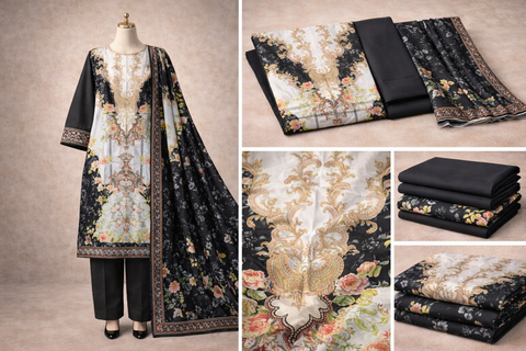 Premium Floral Unready Three Piece-C126