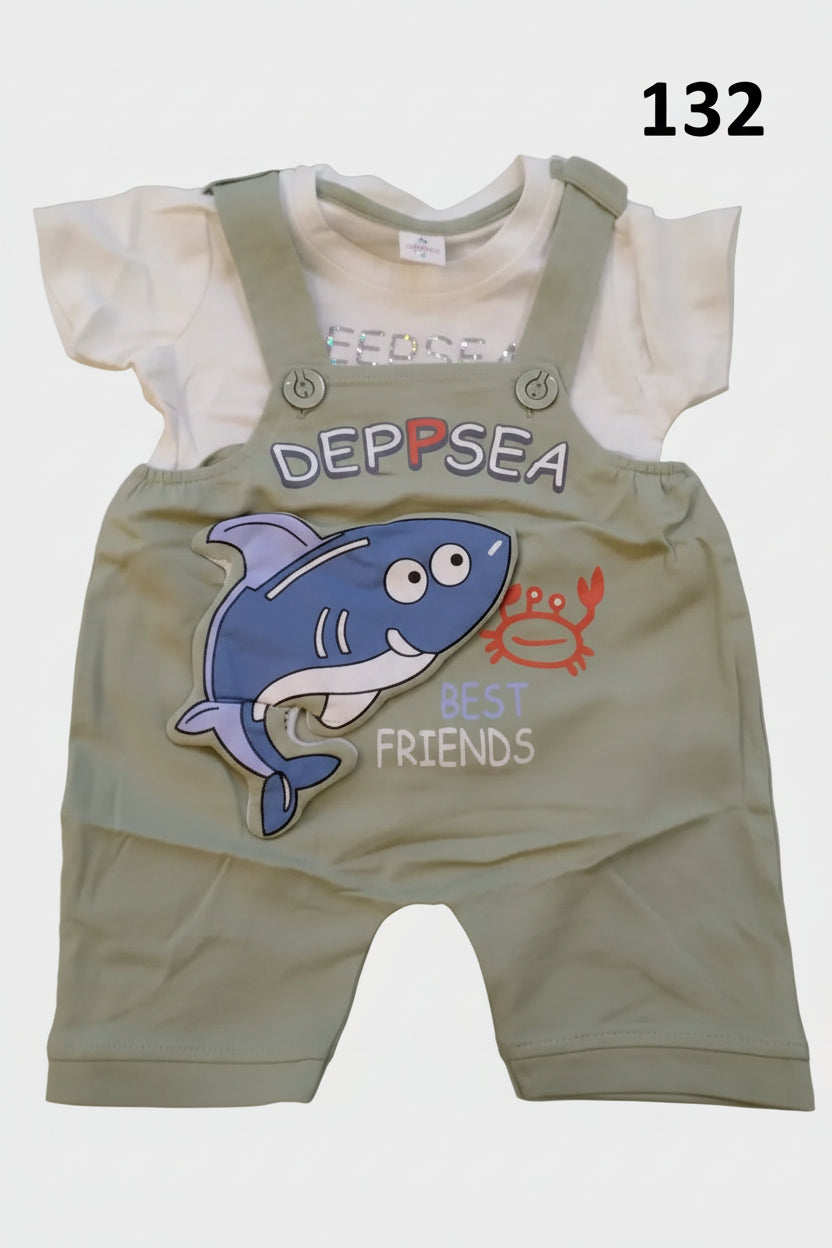 Baby Boys “Deep Sea Best Friends” Dungaree Set with T-Shirt.132.