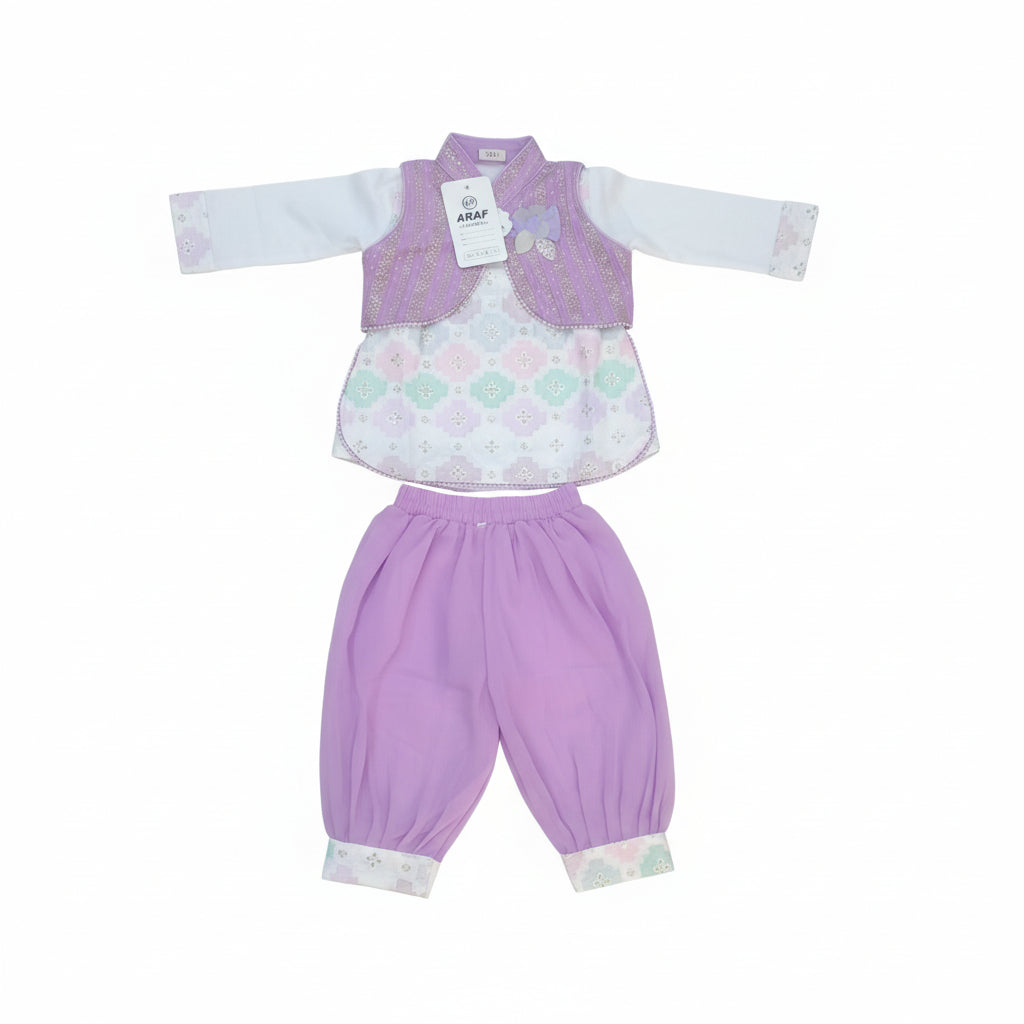 Girls Floral  Harem Pant Set with Shimmer Vest 255