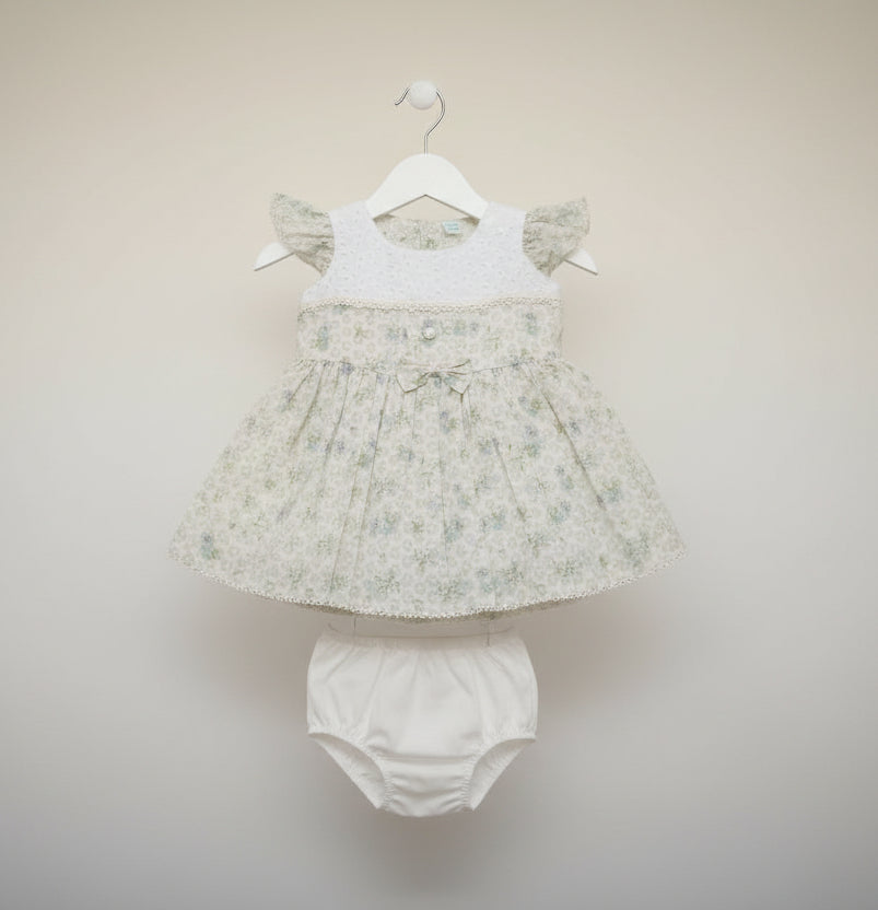 Baby Girls Floral Eyelet Dress with Bloomers Set 208
