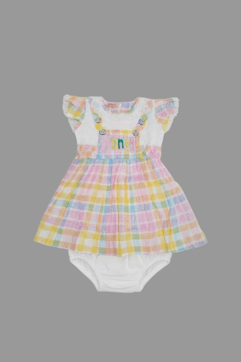 Baby Girls Colorful Check Dress with Inner (2-Piece Set).204