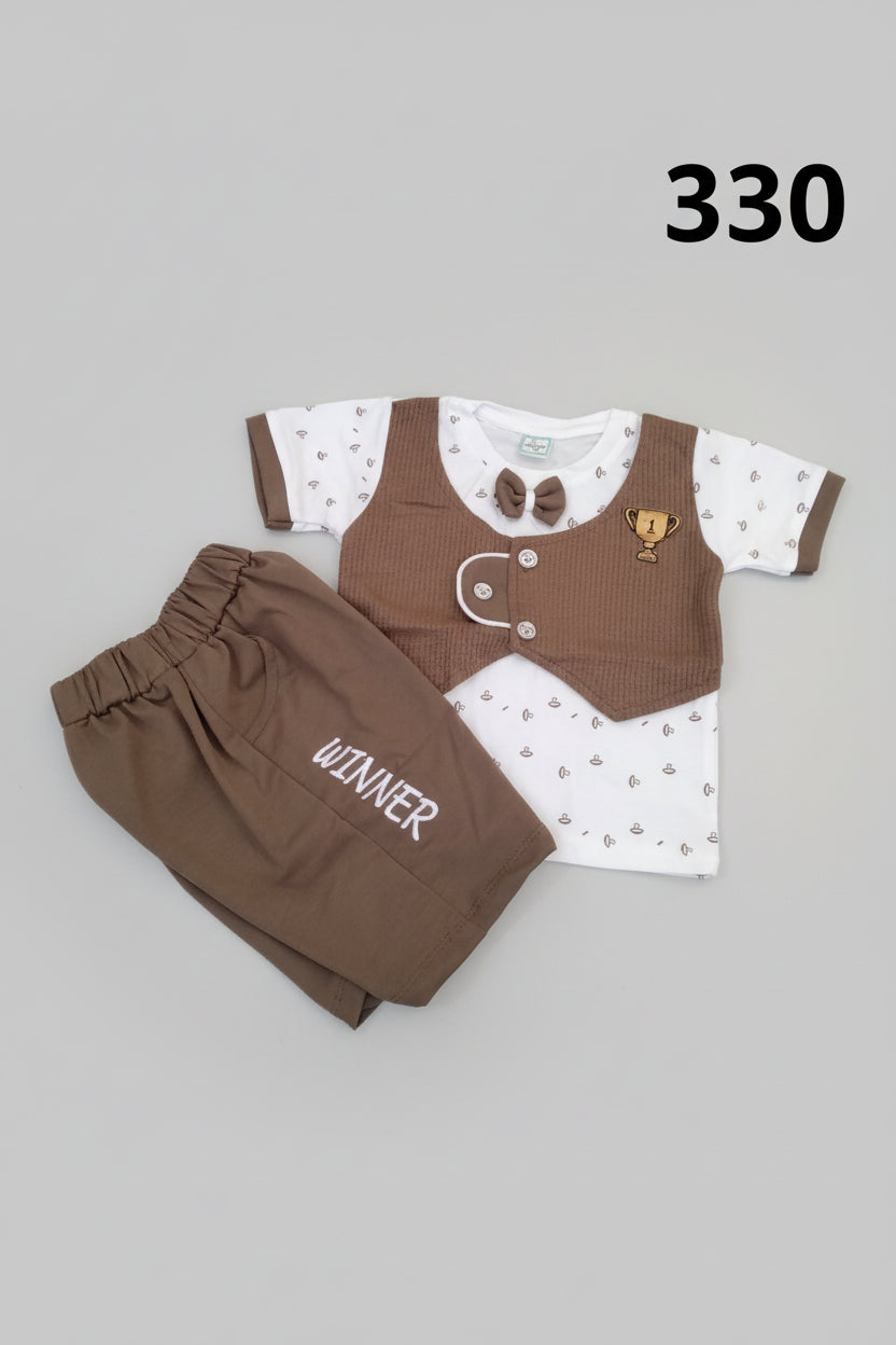 Baby Boys Premium Waistcoat T-Shirt & Shorts Set – Winner Edition 330