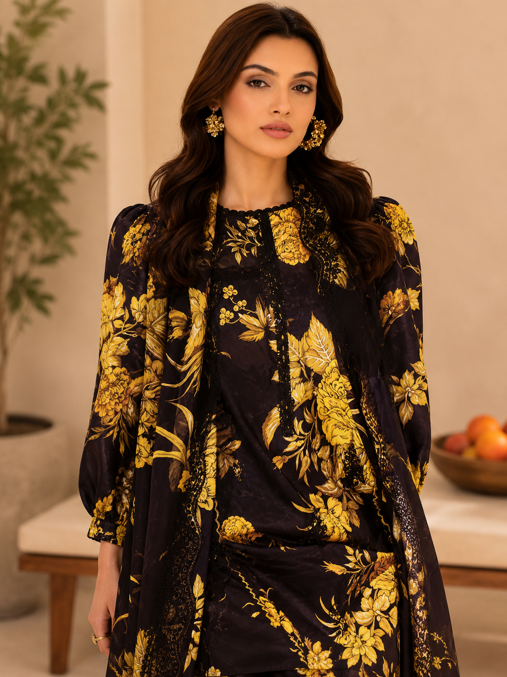 Luxury Digital Printed Lawn Three Piece Set -C296
