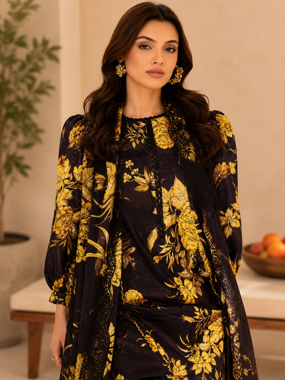 Luxury Digital Printed Lawn Three Piece Set -C296