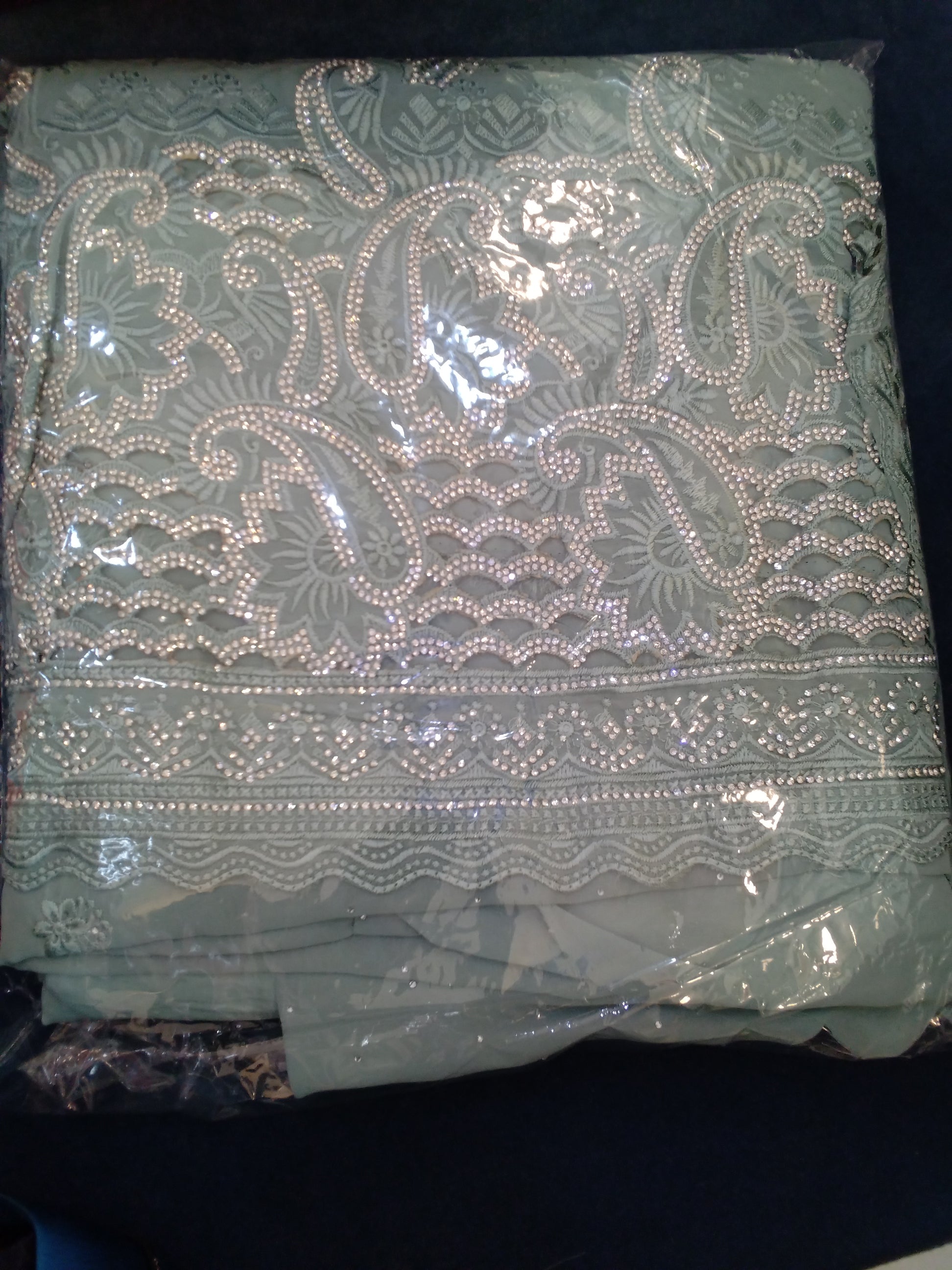 Premium Stone Work Embroidered Unstitched Salwar Kameez Set 004 F