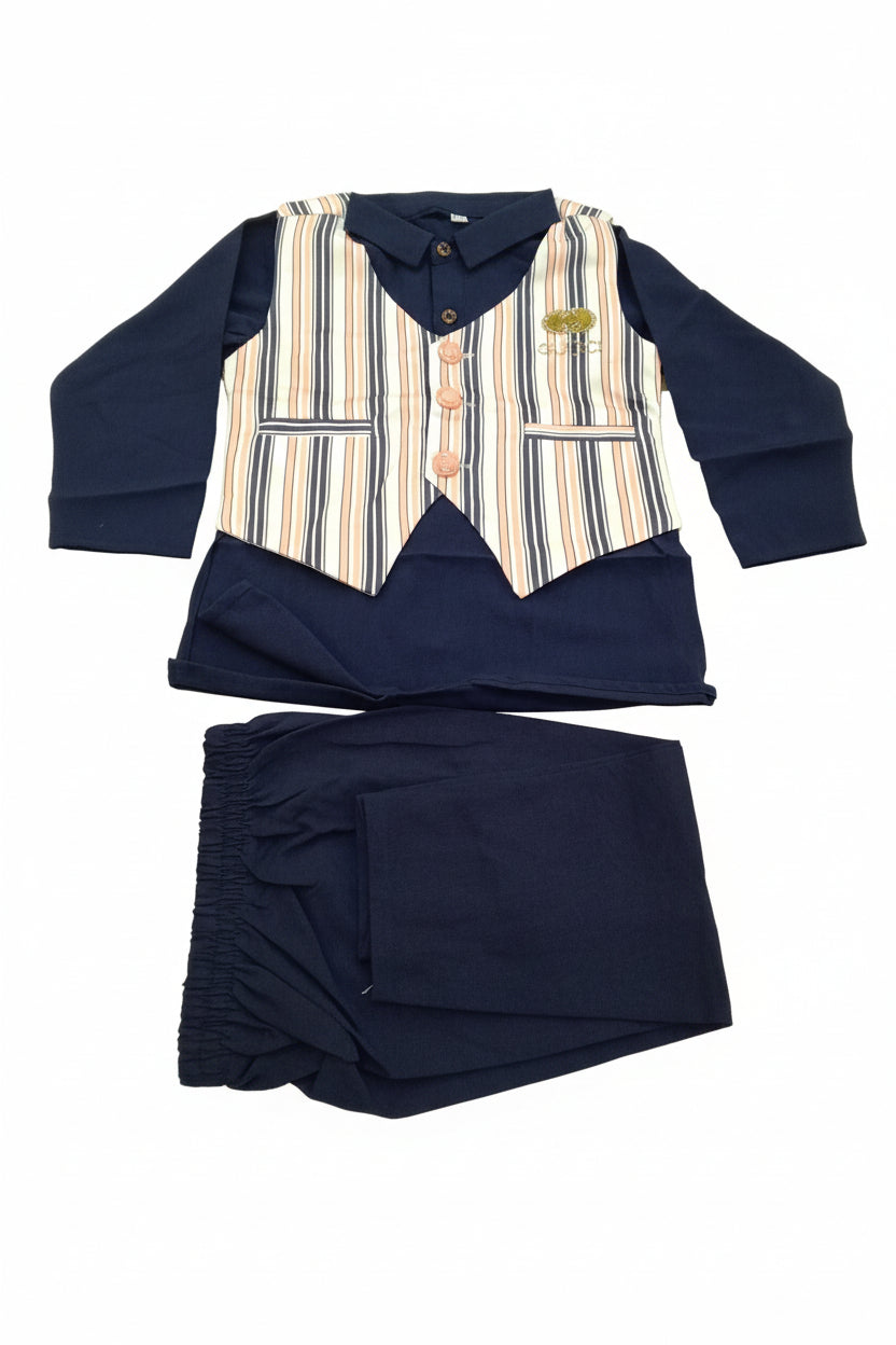 Boys Kurta Panjabi Set with Striped Waistcoat 403