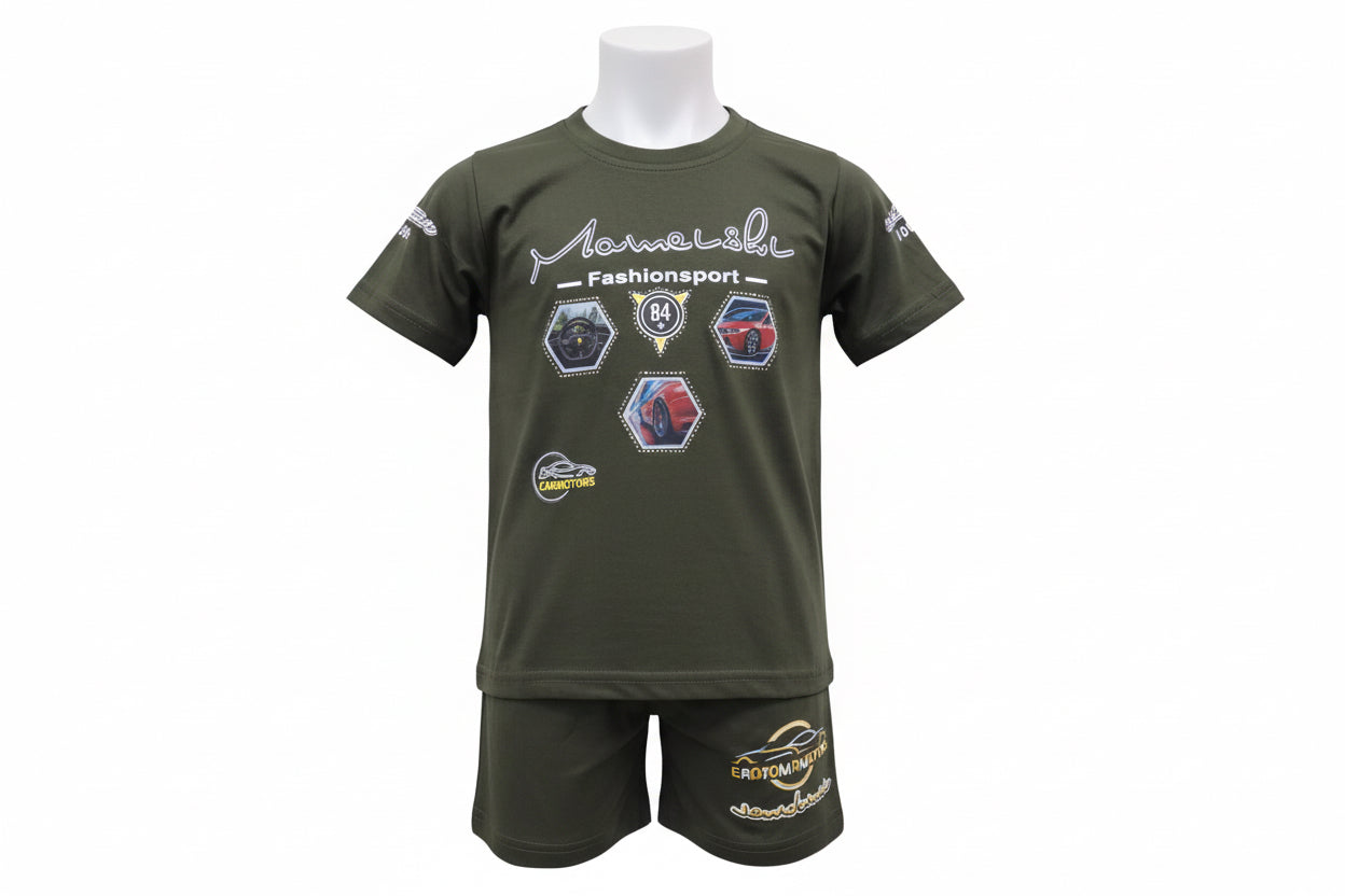 Boys Mamelsh FashionSport CarMotors Printed T-Shirt & Pant Set 270