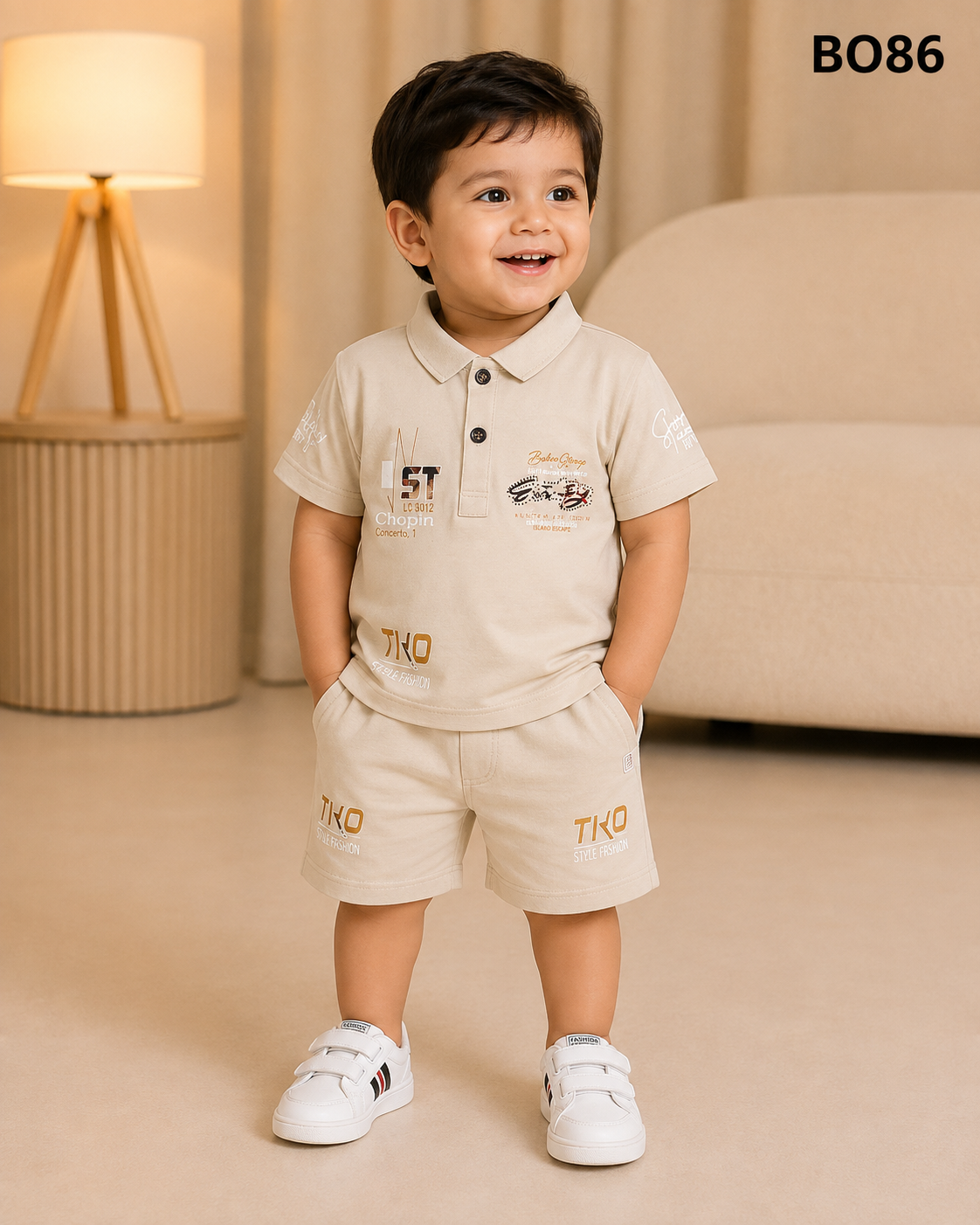 Little Trendsetter Premium Polo T-Shirt & Shorts Set-BO86