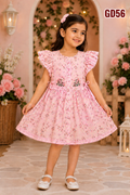 Floral Flutter Sleeve Girls Dress-GD56