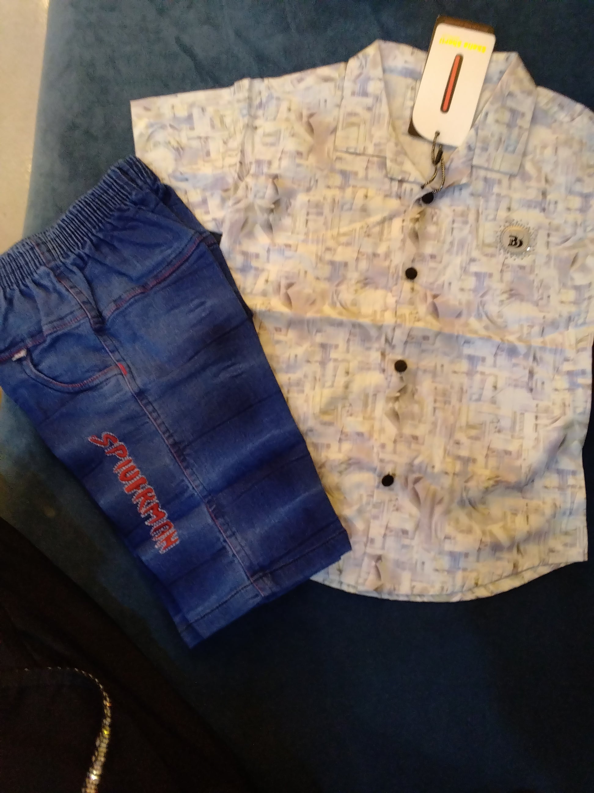 Boys Printed Half Sleeve Shirt & Denim Pant Set.384