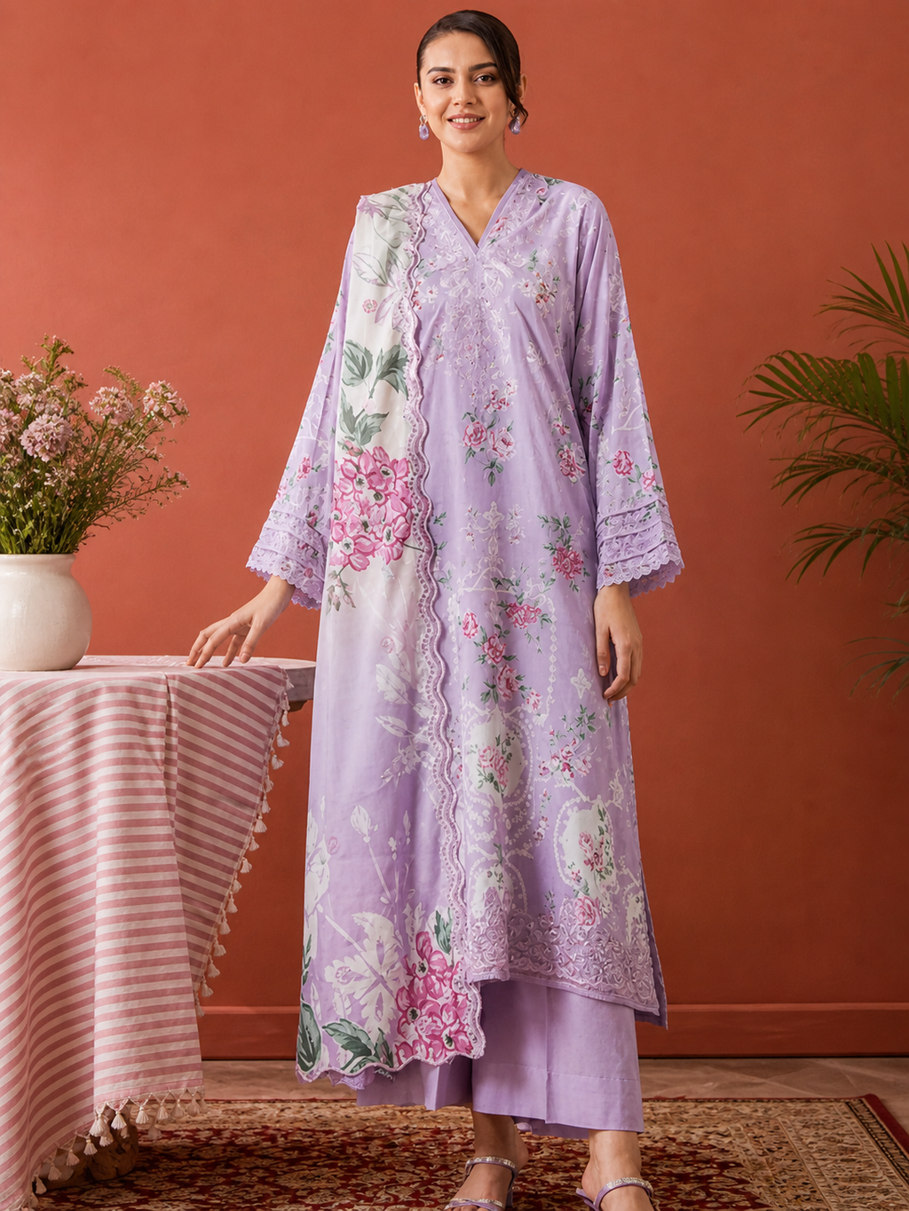Luxury Digital Printed Lawn Three Piece Set -C281