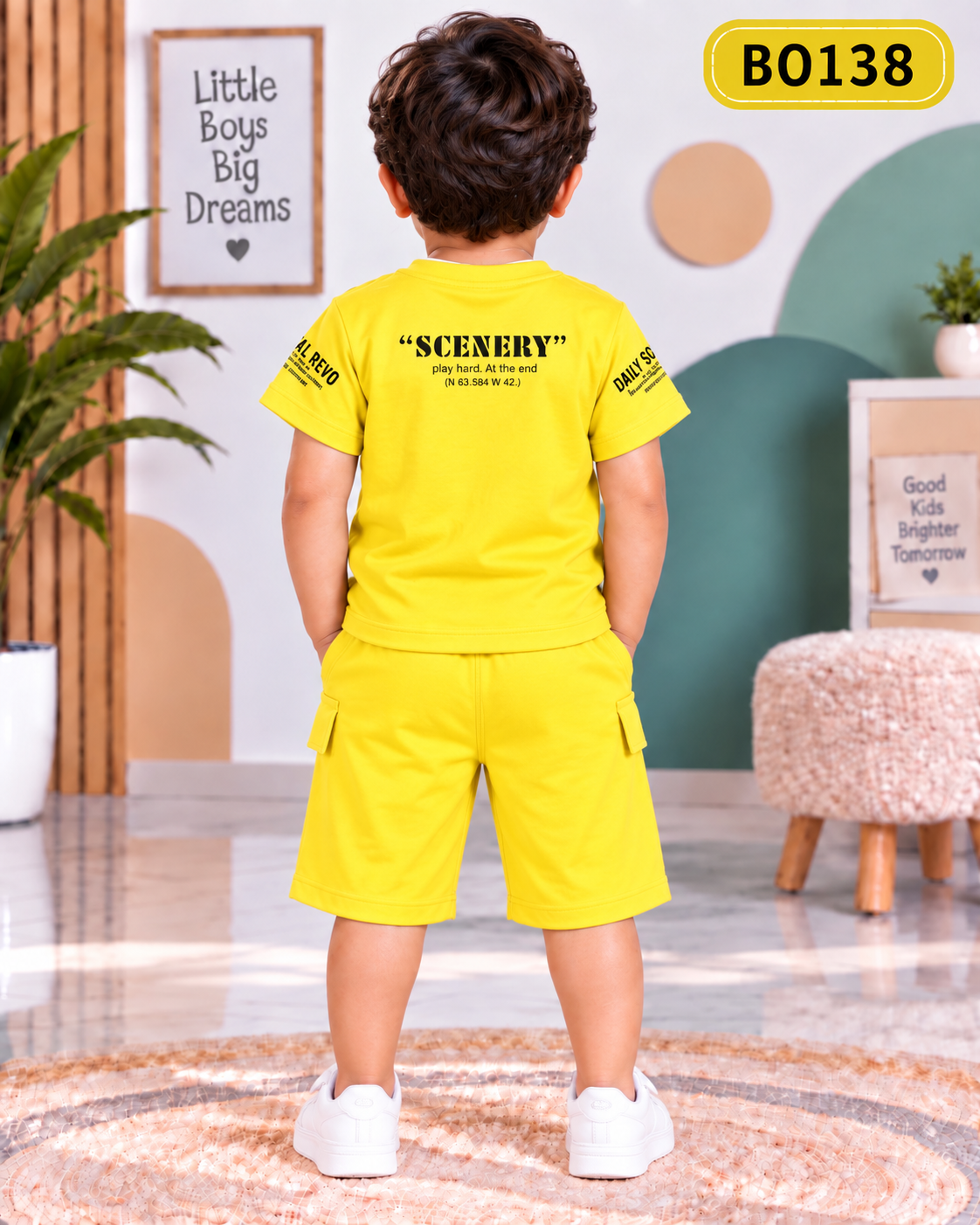 Boys Trend Graphic T-Shirt & Shorts Set-BO138