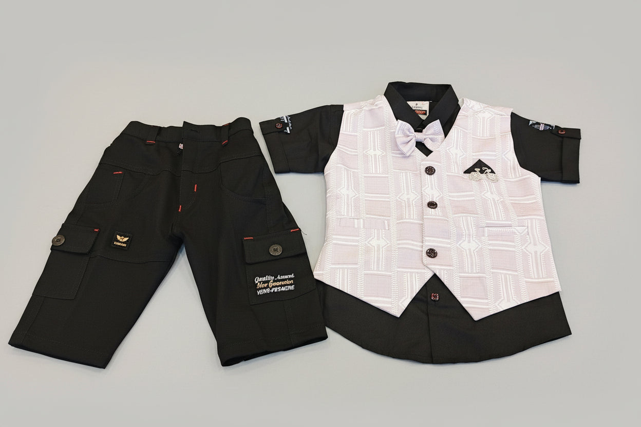 Boys Formal Waistcoat Shirt & Pant Set with Bow Tie 382