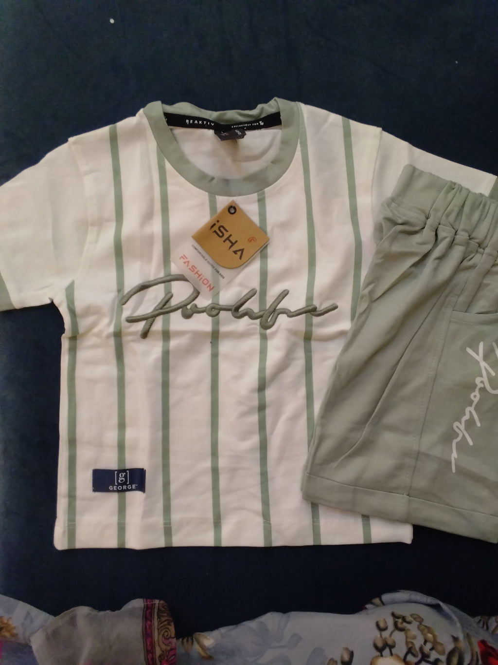 Kids Premium Stripe T-Shirt & Shorts Set-354