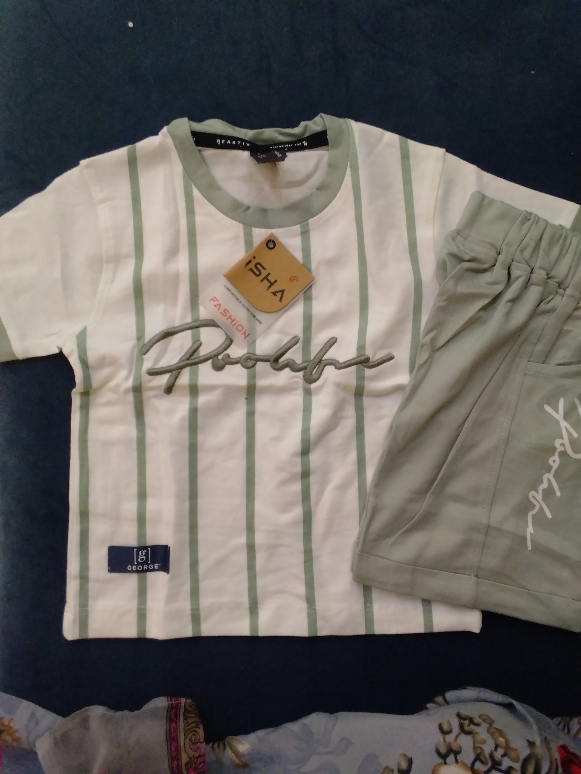 Kids Premium Stripe T-Shirt & Shorts Set-354