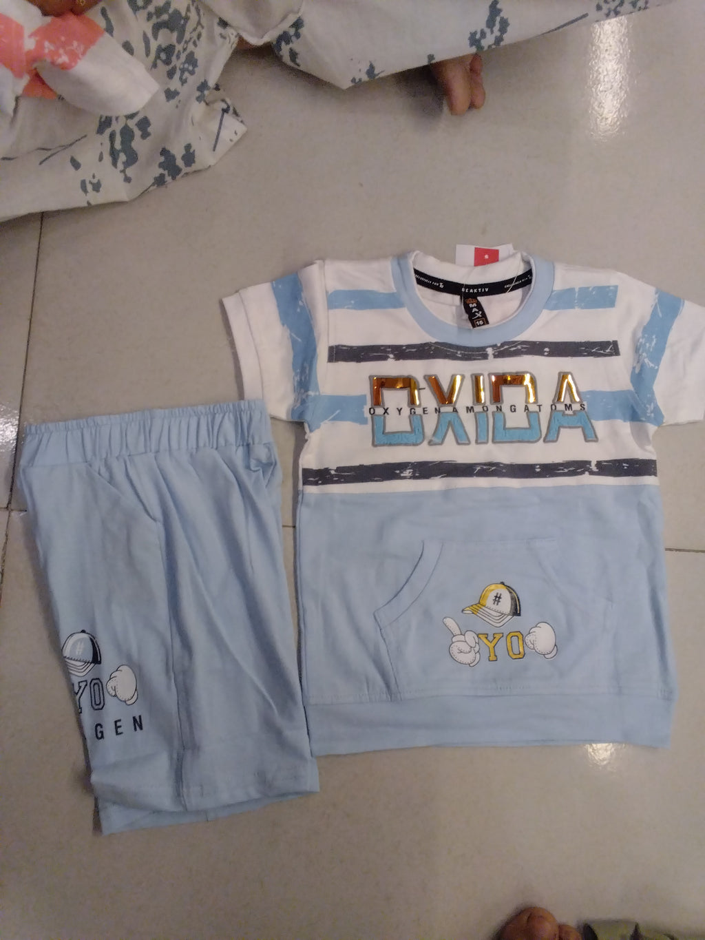 Kids “OXYDA YO” Printed T-Shirt & Shorts Set 348