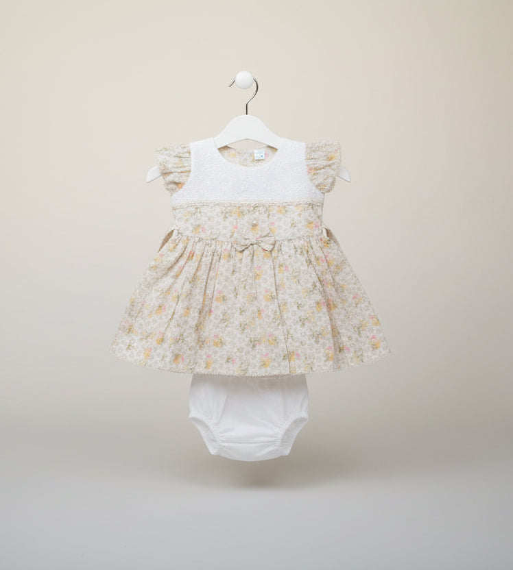 Baby Girls Floral Eyelet Dress with Bloomers Set 208