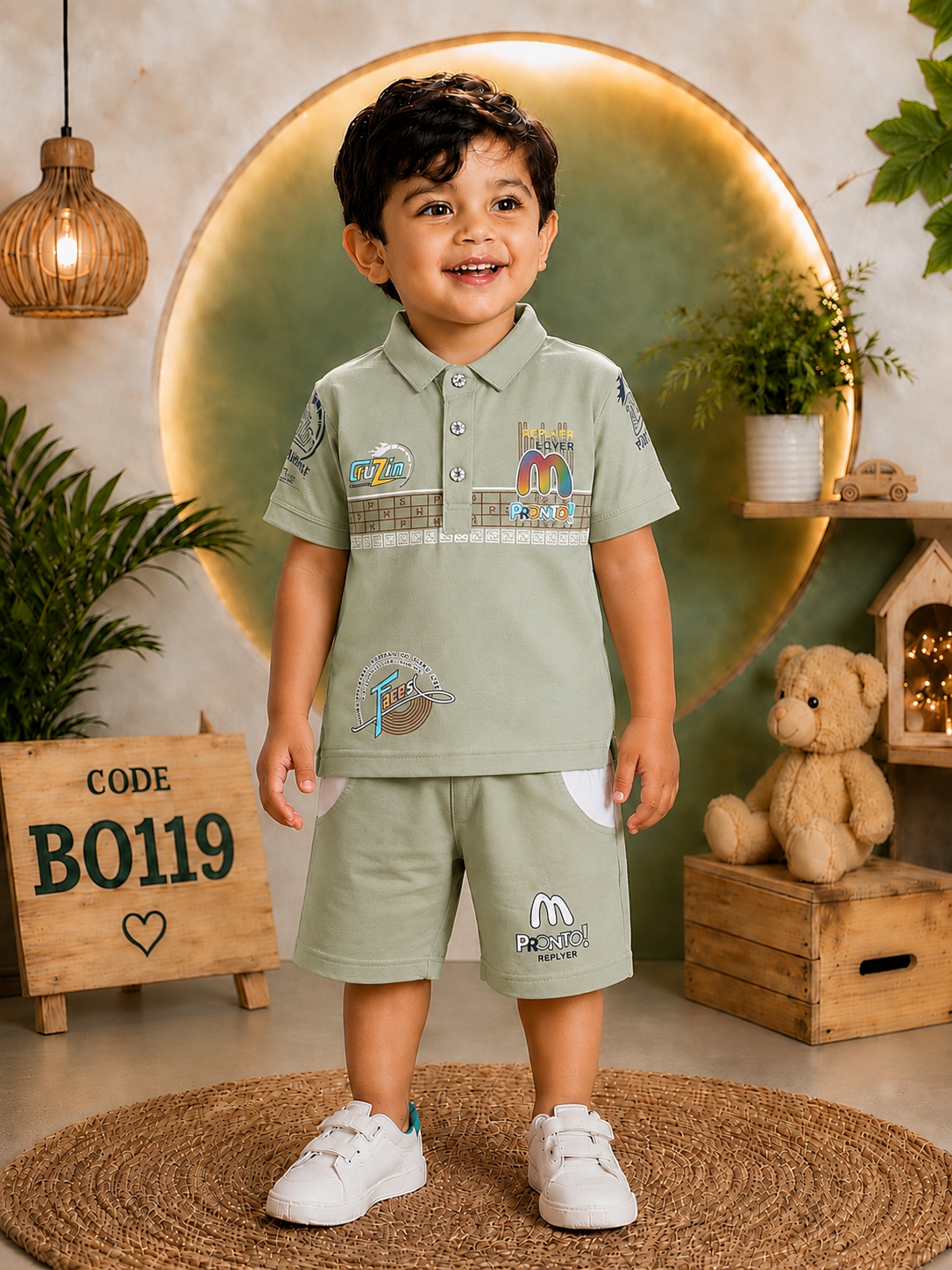 Boys Premium Polo T-Shirt & Shorts Set – BO119