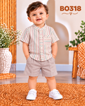 Boys Premium Striped Shirt & Shorts Set – BO318