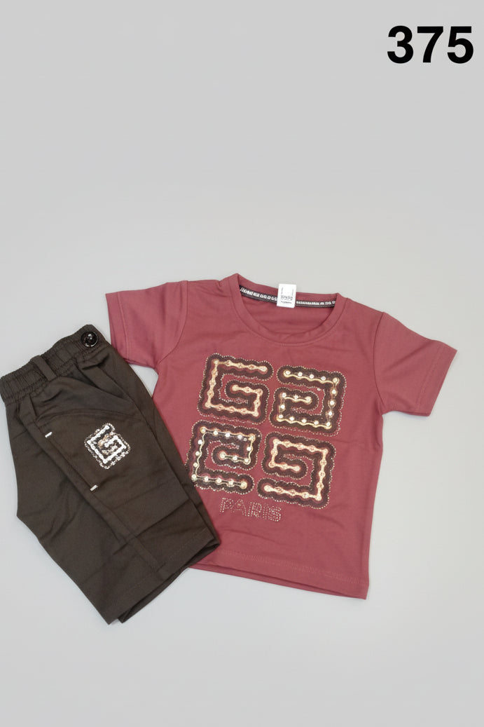 Kids Premium Printed T-Shirt & Shorts Co-Ord Set – Paris Edition 375