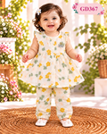 Girls’ Floral Print Frock & Pant Set – GD367