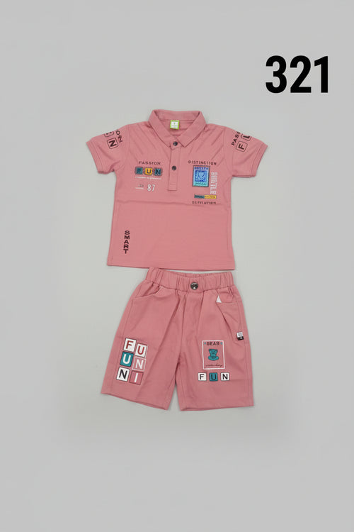 Boys Bear Fun Polo T-Shirt & Pant Summer Set 321