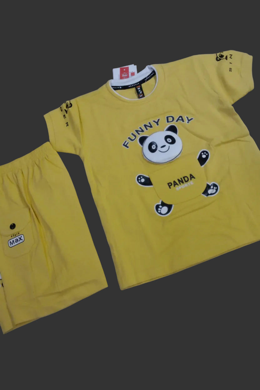 Kids “Funny Day Panda” T-Shirt & Shorts Set 329