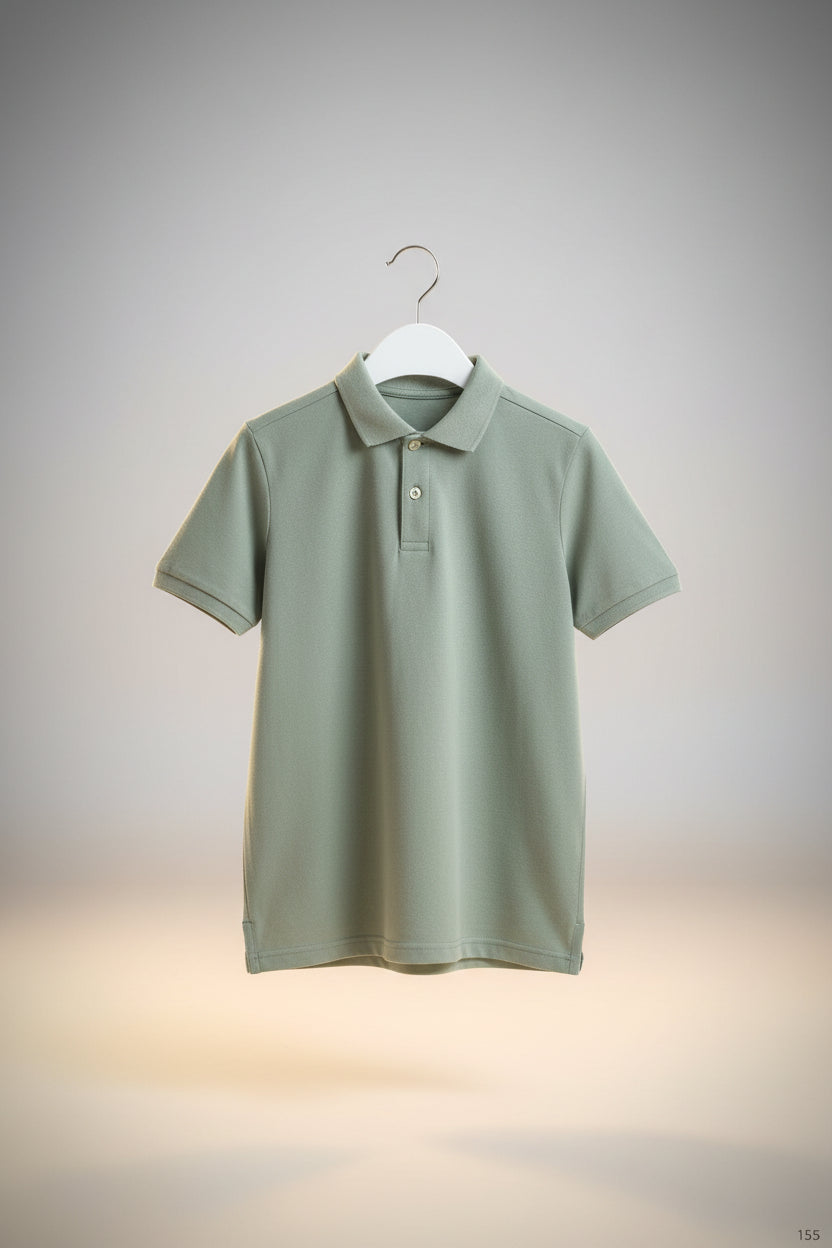 Boys Premium Polo Shirt – Soft Cotton Piqué 155 Sage Green