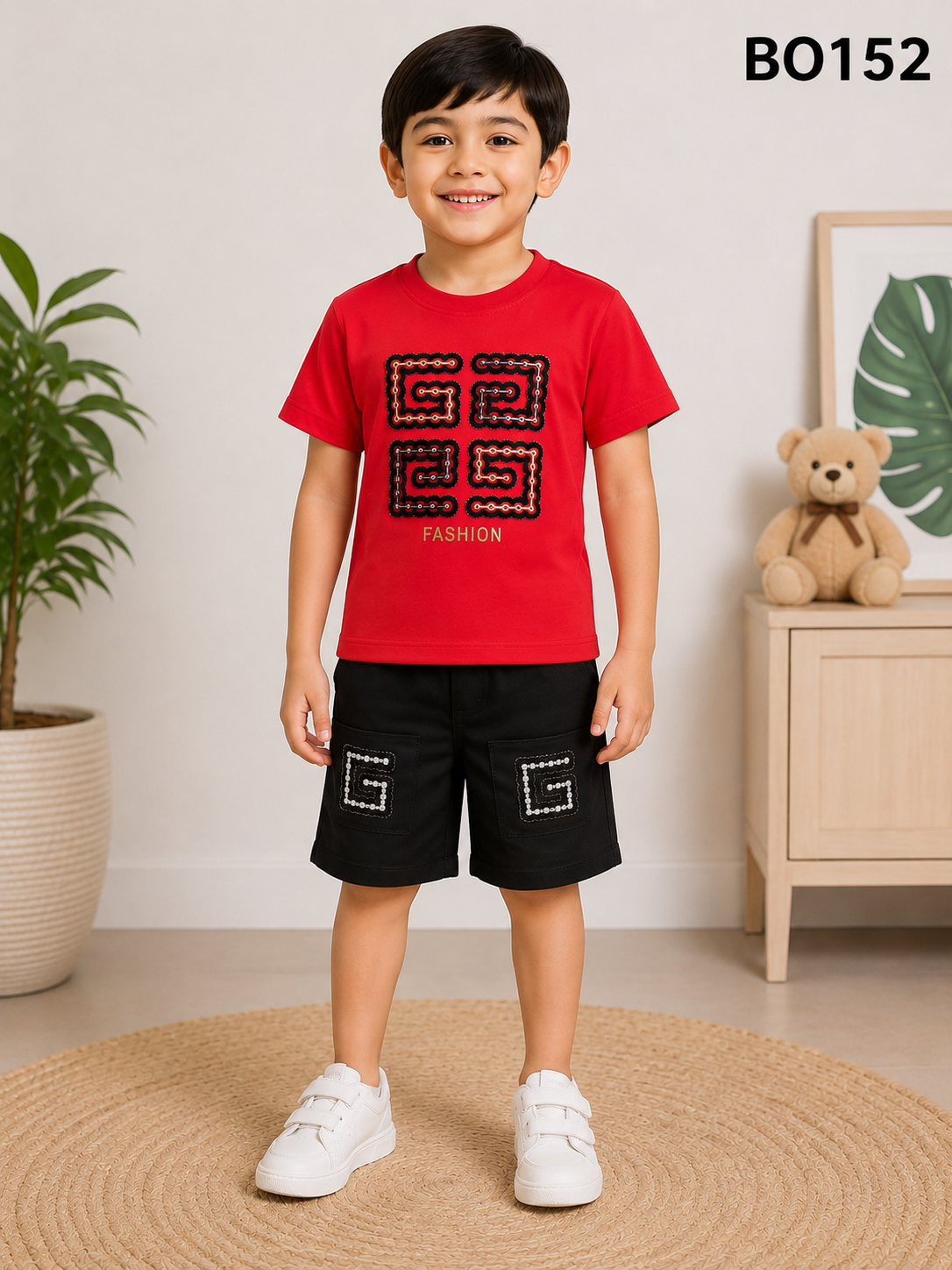 Signature Chain Emblem Boys T-Shirt & Shorts Set BO152