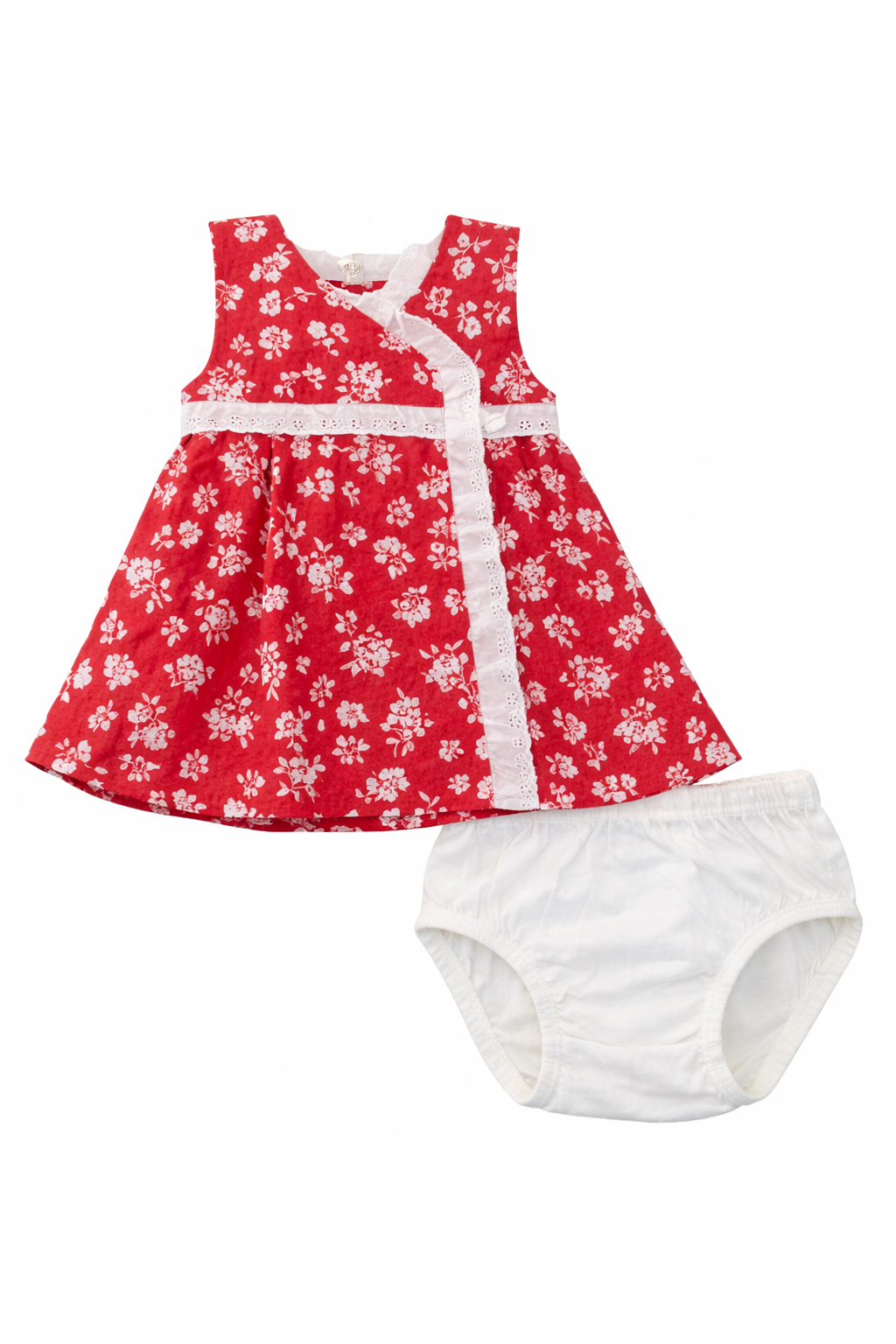 Girls Floral Printed Cotton Top & Shorts Set with Lace Detail-105