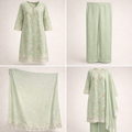 Moslin Soft Cotton Fabric Embroidered Three piece set 1273