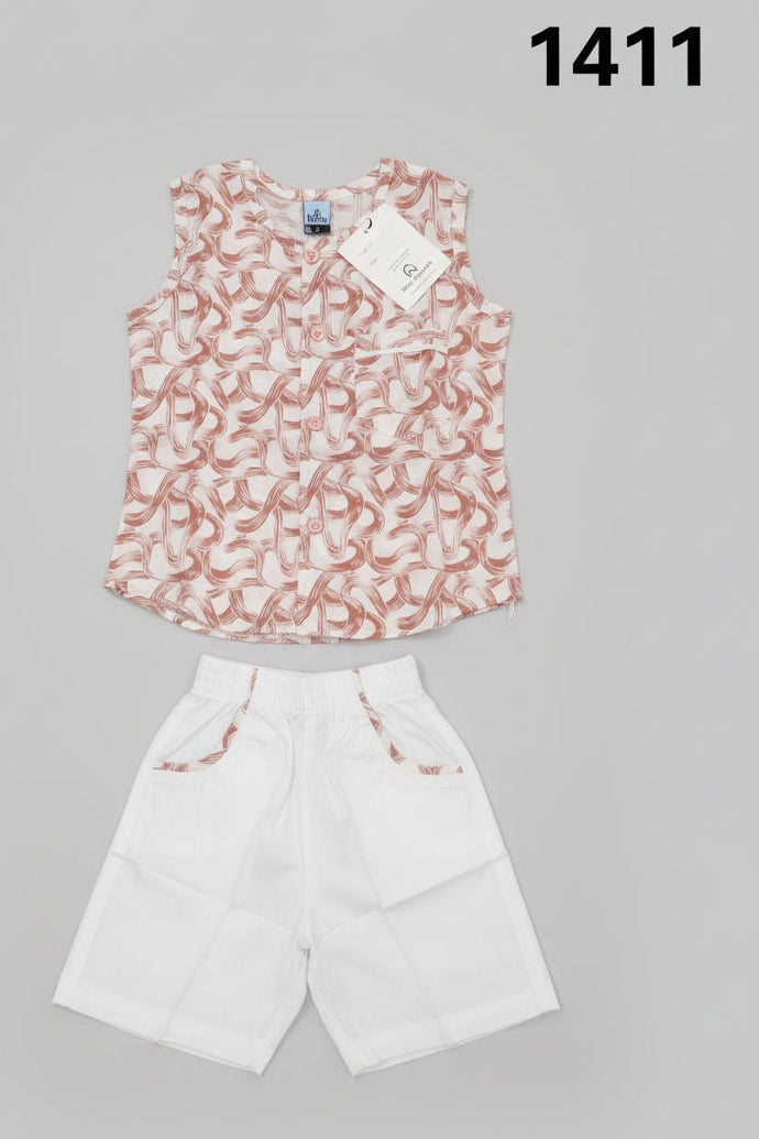 Boys Premium Printed Waistcoat & Shorts Set 1411