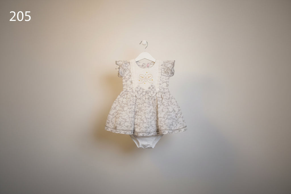 Girls Printed Party Dress with Bow Embroidery & Inner Shorts – Elegant Collection.205