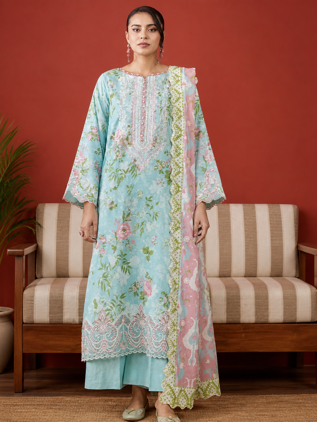 Luxury Digital Printed Lawn Three Piece Set -C279
