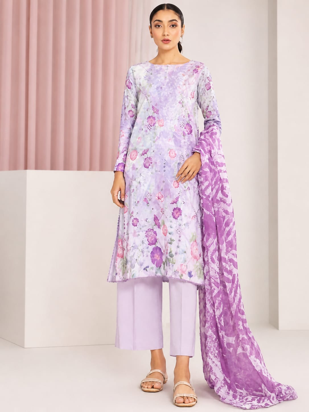 Luxury Digital Printed Lawn Three Piece Set -C261