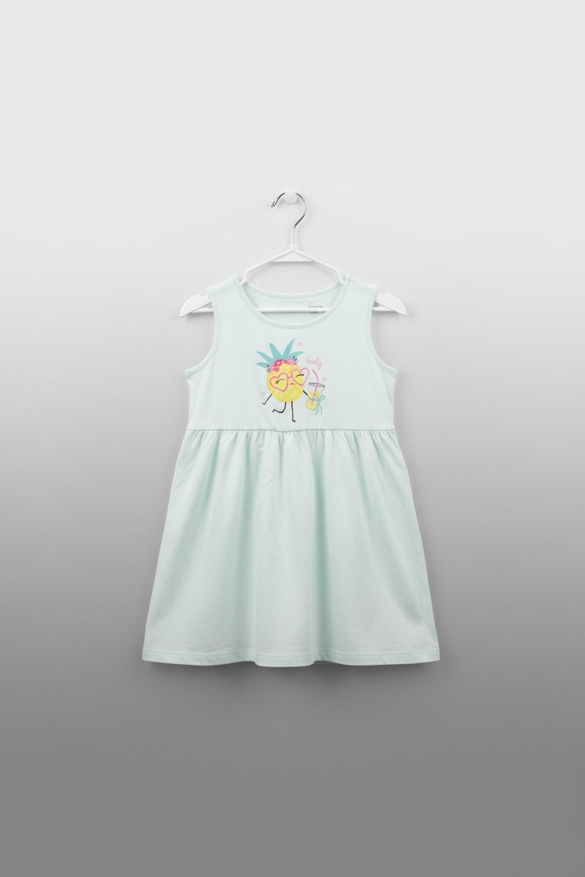 Girls Bird & Floral Printed Dress-3308