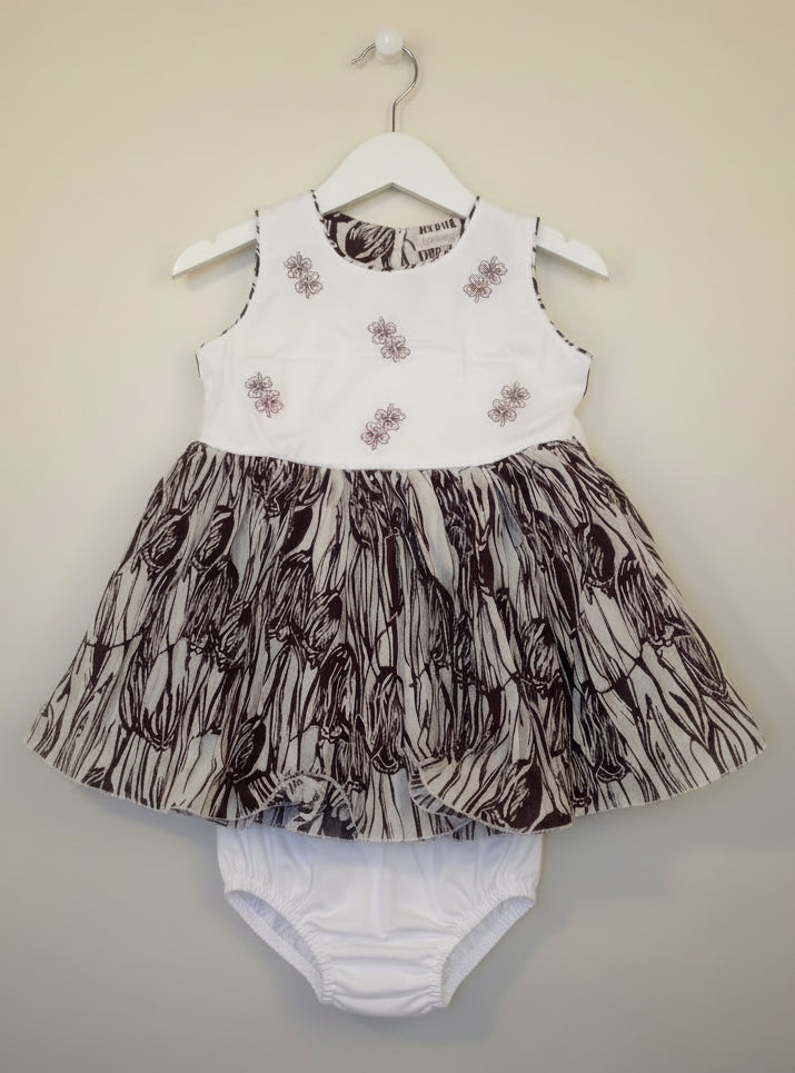 Girls Floral Embroidered Sleeveless Dress with Printed Skirt & Inner.205.